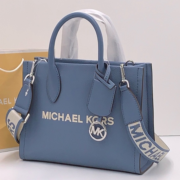 Michael Kors Mirella Small Pebbled Leather Shopper Top Zip Crossbody XBODY Tote - Picture 2 of 16